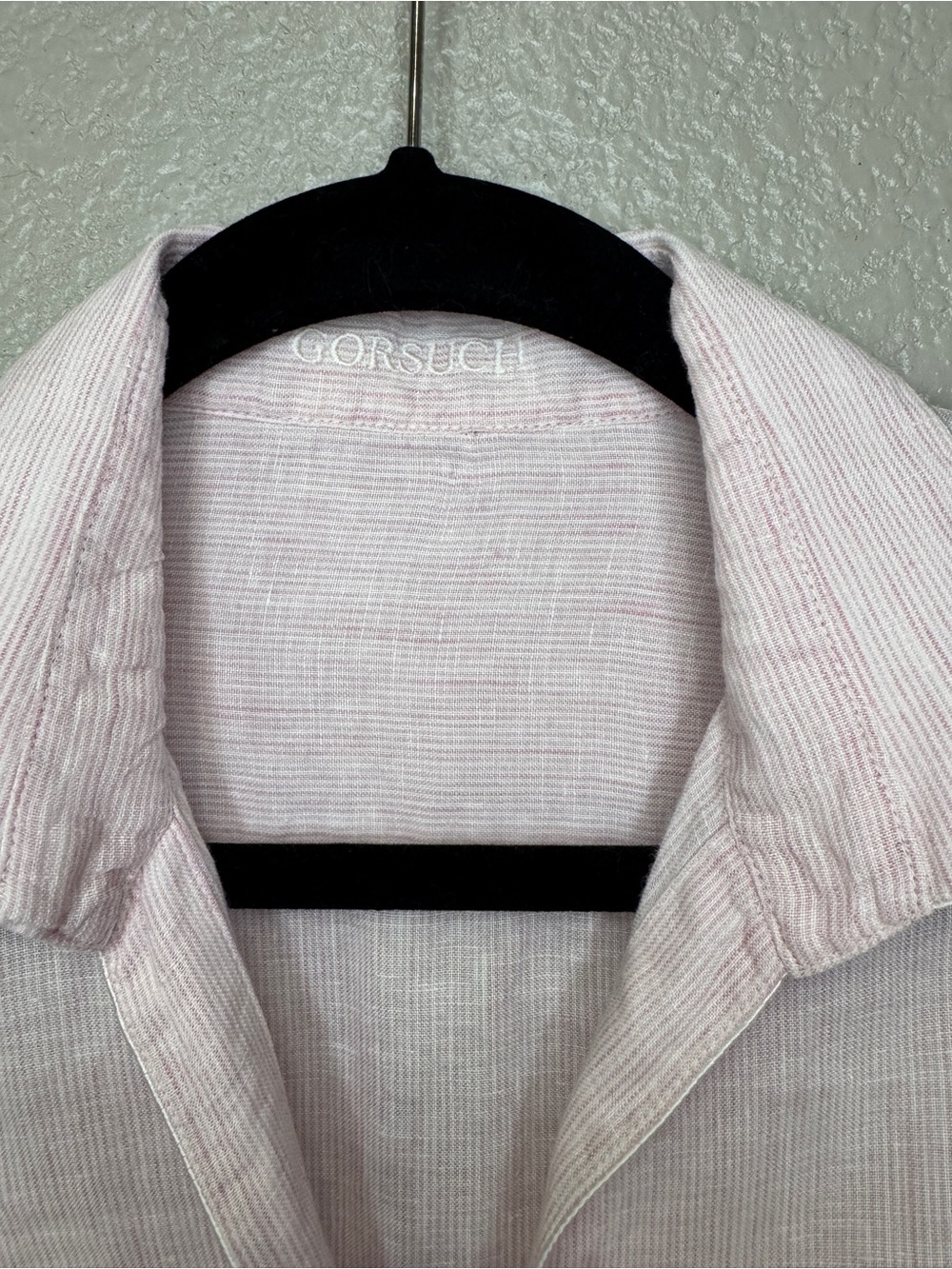 Gorsuch 100% Linen Button Front Shirt Bundle Pink & Blue Embroidered Collar - Picture 4 of 11